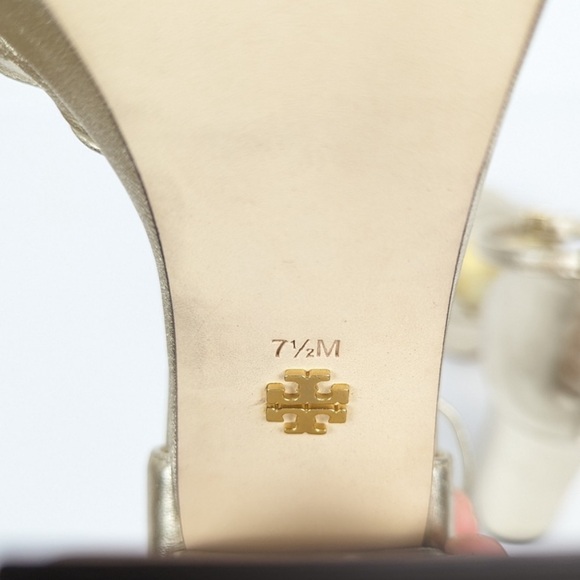 Tory Burch Metallic Gold Platform Sandal Heels - Picture 3 of 6